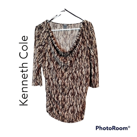 Kenneth Cole Reaction Tops - Kenneth COLE 3/4 Straight Sleeve Rauched Side Business Casual Tunic Top …